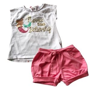 Polkadots mermaid graphic short set outfit